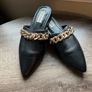 Steve Madden Black Chain Detail Mules